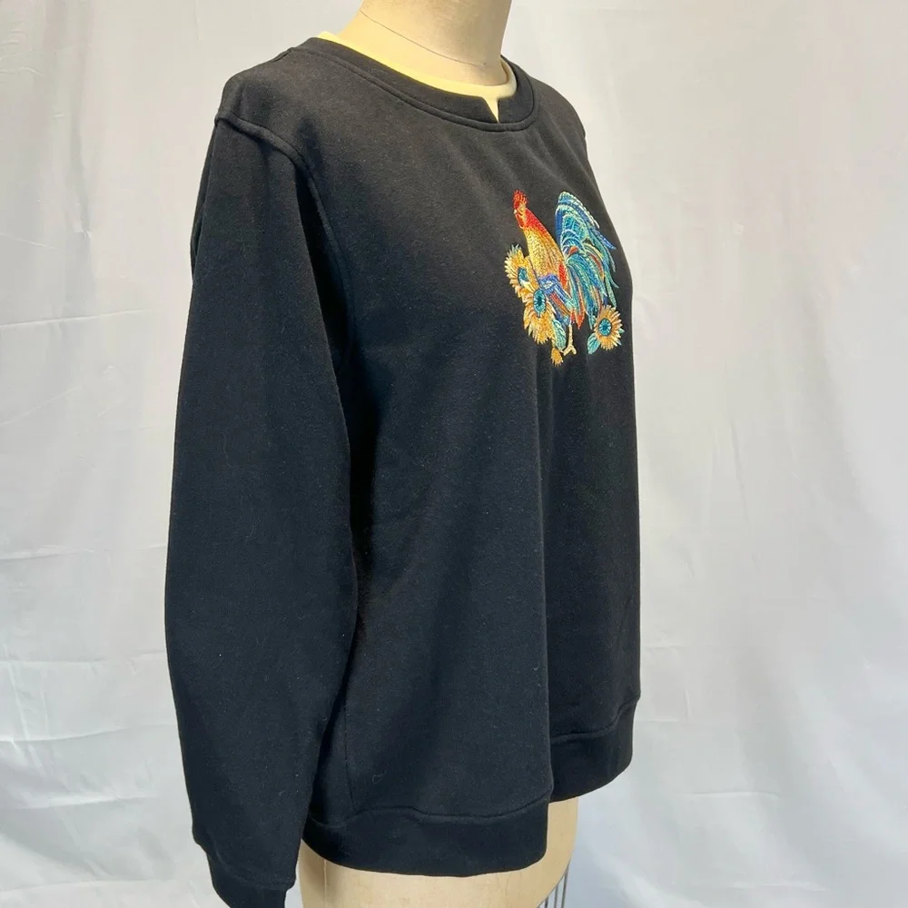 VINTAGE farmhouse‎ country rooster embroidered crewneck sweatshirt farm animals
